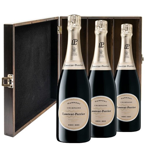 Laurent Perrier Demi-Sec NV 75cl Treble Elm Wood Gift Boxed Champagne (3x75cl)